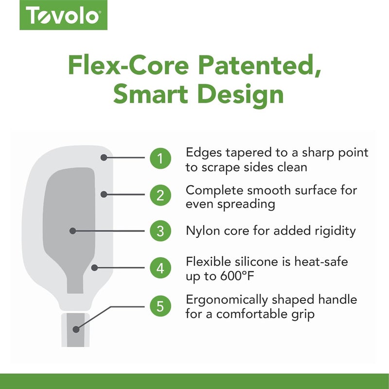 Tovolo Flex-Core Silicone Spatula Jar Scraper - Long-Handled Rubber Spatula with Angled Head - Image 5